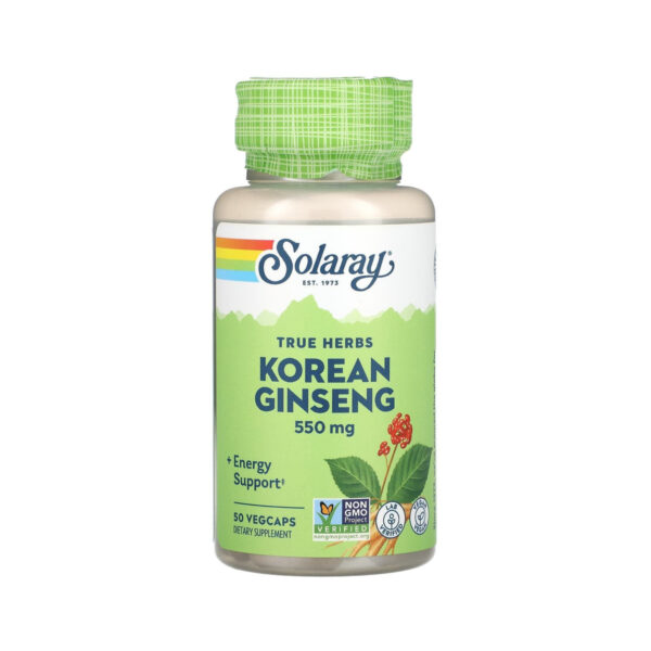 Женьшень корейський Solaray Korean Ginseng Root 550 мг, 50 веганських капсул