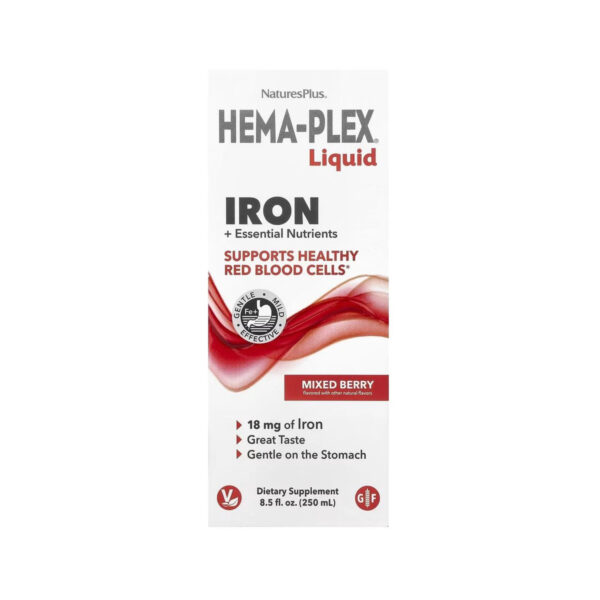 Вітамінно-мінеральний комплекс Nature's Plus Hema-Plex Liquid, ягідне асорті, 250 мл