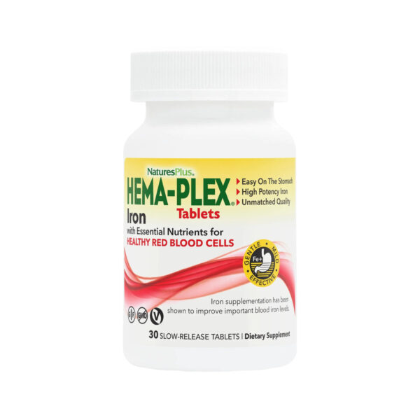 Вітамінно-мінеральний комплекс Nature's Plus Hema-Plex Iron, 30 таблеток повільного вивільнення