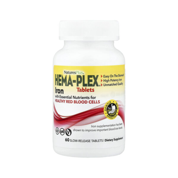 Вітамінно-мінеральний комплекс Nature's Plus Hema-Plex Iron, 60 таблеток повільного вивільнення