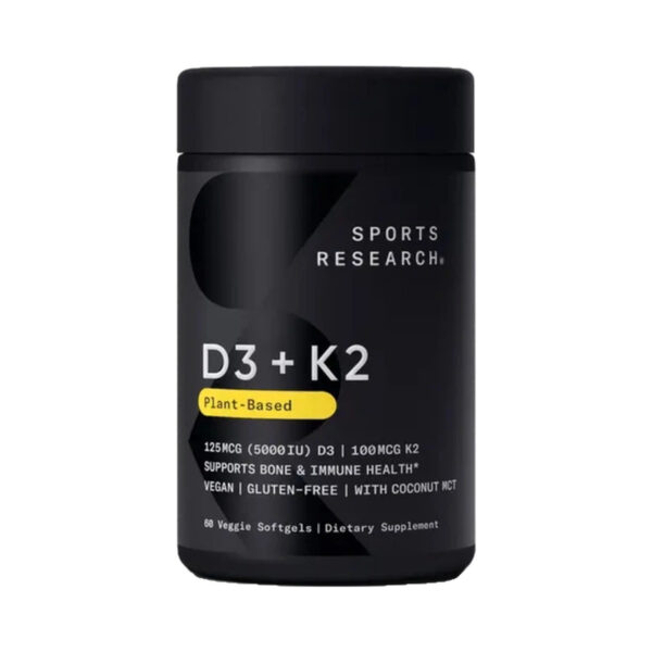 Вітамін Д3 + К2 Sports Research Vitamin D3 5000 МО + Vitamin K2 100 мкг вег. капсули №60