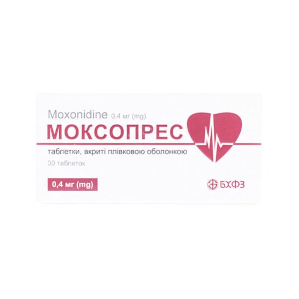 Моксопрес таблетки, в/плів. обол. по 0.4 мг №30 (10х3)