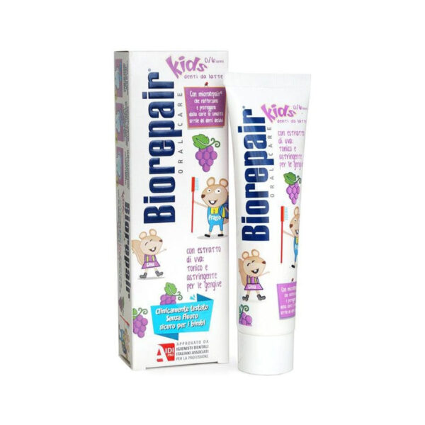 Зубна паста Biorepair Kids Milk Teeth Веселе мишеня, зі смаком винограду, 50 мл