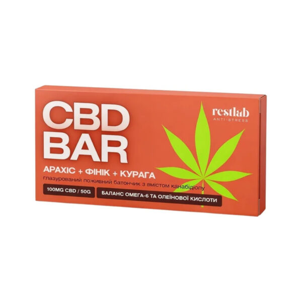 Батончик Restlab CBD Bar з канабідіолом арахіс + фінік + курага, 50 г