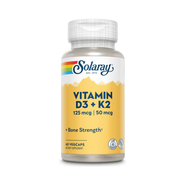 Вітамін Д3 та К2 Vitamin D-3 K-2 Solaray, 60 капсул