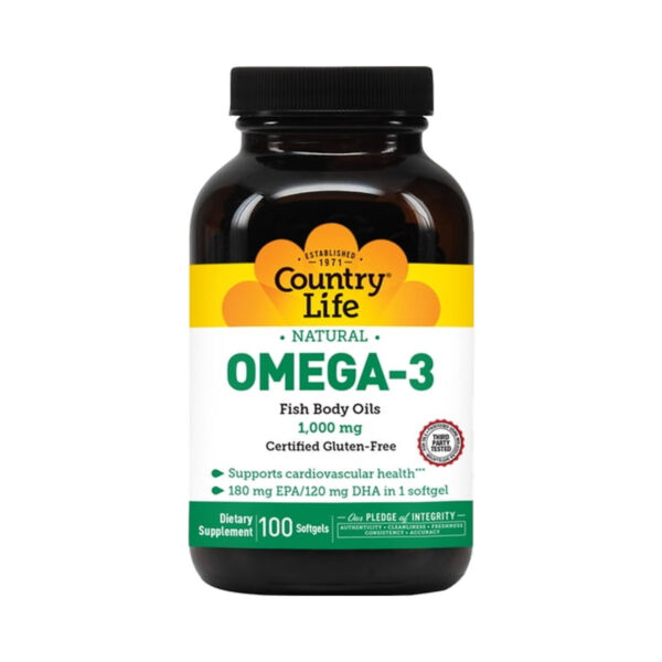 Омега-3 Country Life Omega-3 1000 мг, 100 м'яких капсул