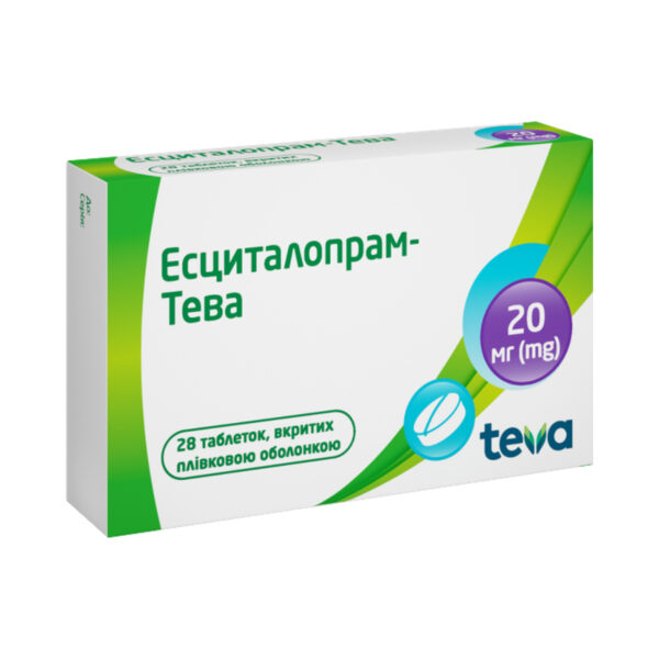 Есциталопрам-Тева таблетки, в/плів. обол. по 20 мг №28 (14х2)