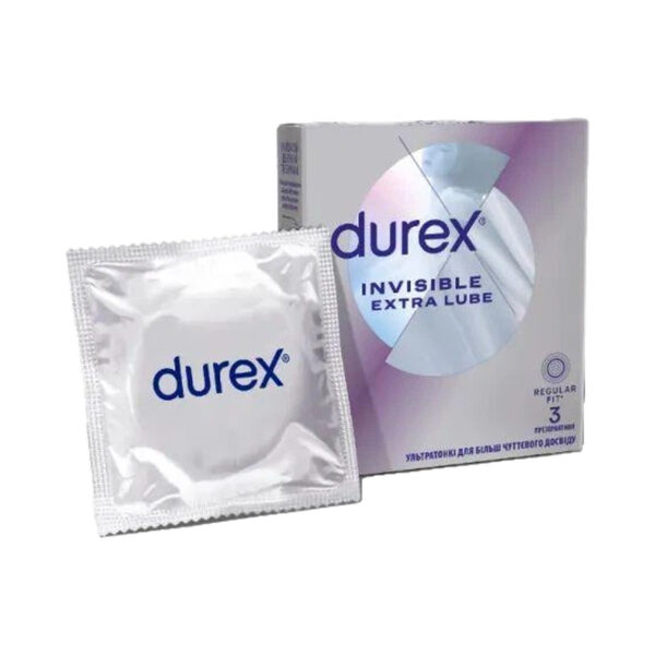 Презервативи латексні Durex Invisible Extra Lube з додатковою змазкою, 3 штуки