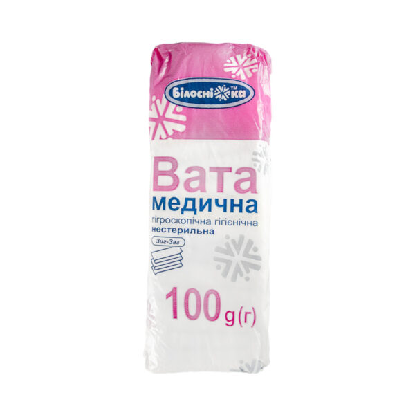 Вата нестерильна «Білосніжка» медична гігієнічна "Зіг-Заг", 100 г