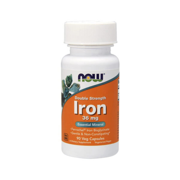 Залізо NOW Iron Ferrochel (r) 36 мг веганські капсули №90