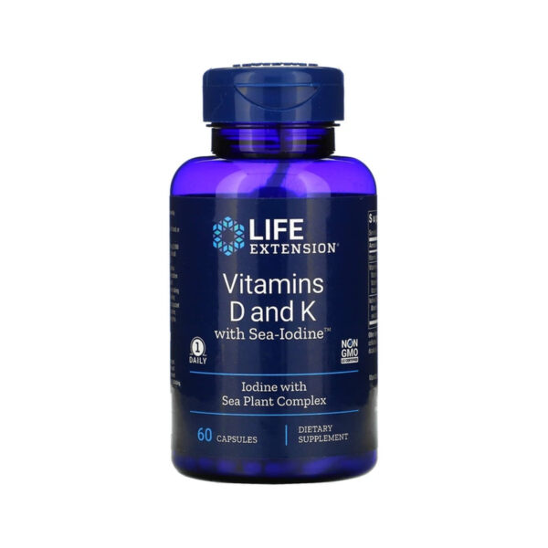 Вітамін D і K з морським йодом Life Extension Vitamins D and K with Sea-Iodine, 60 капсул