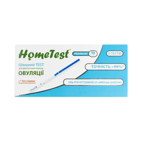 Набір тестів HomeTest для визначення овуляції (5 штук) і вагітності (1 штука), 6 штук