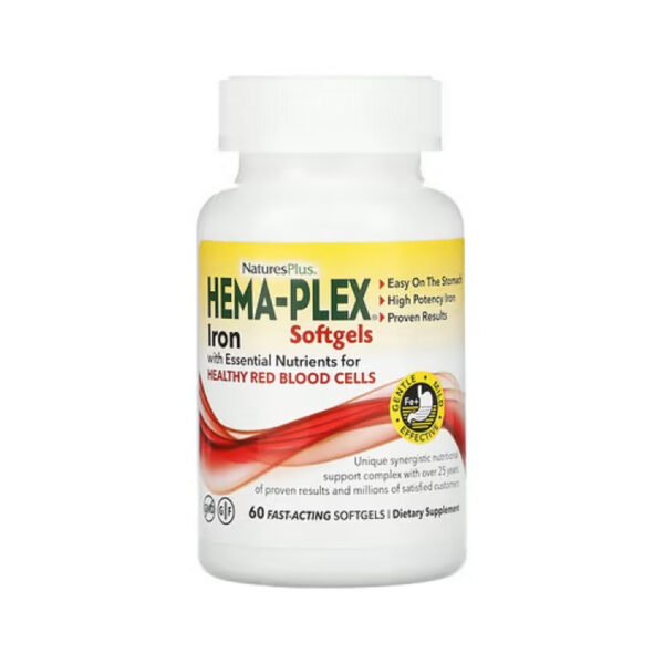Вітамінно-мінеральний комплекс Nature's Plus Hema-Plex, 60 швидкодіючих гелевих капсул