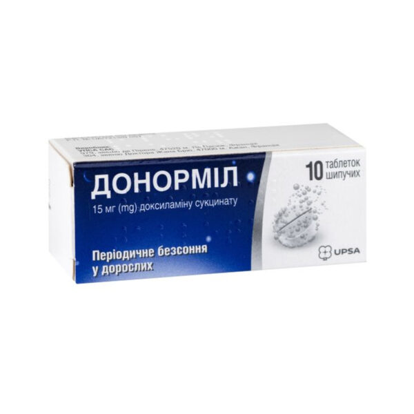 Донорміл таблетки шип. по 15 мг №10 у тубах