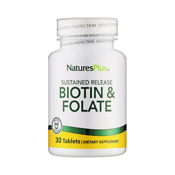 Біотин та фолієва кислота Nature's Plus Biotin & Folic Acid, 30 таблеток