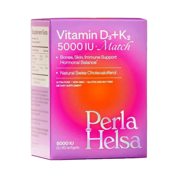 Вітамін D3+K2 Vitamin D3+K2 MATCH Perla Helsa 5000 IU + 75 мкг капсули №60