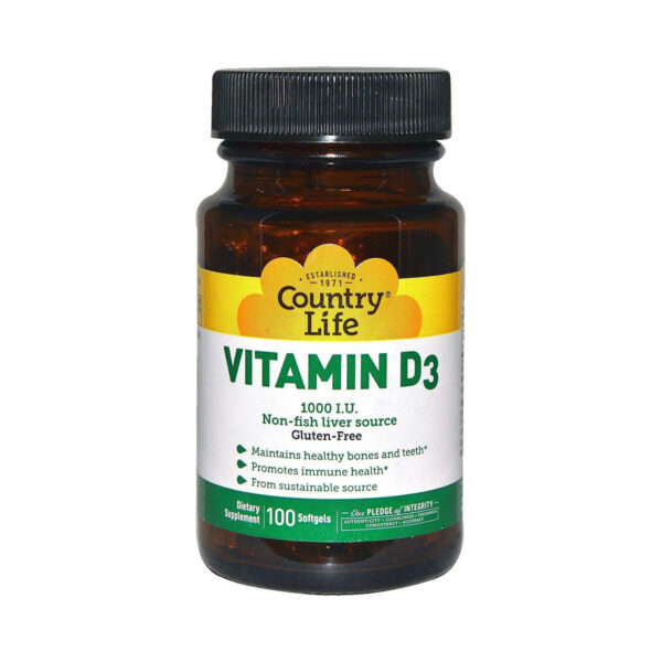 Вітамін Д3 Country Life Vitamin D3, 1000 МО, 100 м'яких капсул