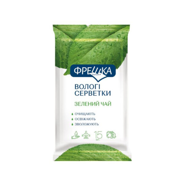 Серветки вологі Біокон Фрешка Зелений чай, 15 шт