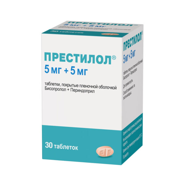 Престилол 5 мг/5 мг таблетки, в/плів. обол. по 5 мг/5 мг №30 у конт.
