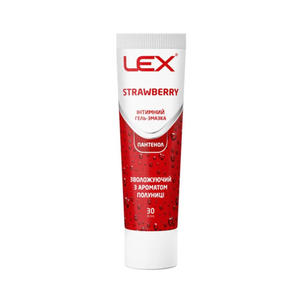 Гель-змазка інтимна Lex Strawberry зволожуючий з ароматом полуниці та пантенолом (лубрикант), 30 мл