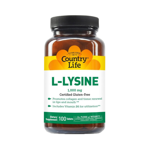 L-лізин Country Life L-Lysine 1000 мг, 100 таблеток