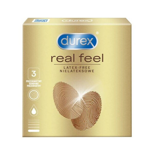 Презервативи з синтетичного латексу Durex Real Feel натуральні відчуття, 3 штуки