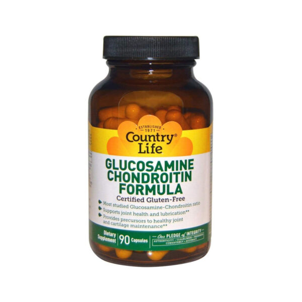Глюкозамін та хондроїтин Country Life Glucosamine Chondroitin Formula для відновлення зв'язок, 90 капсул