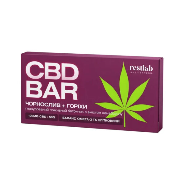 Батончик Restlab CBD Bar з канабідіолом чорнослив + горіхи, 50 г