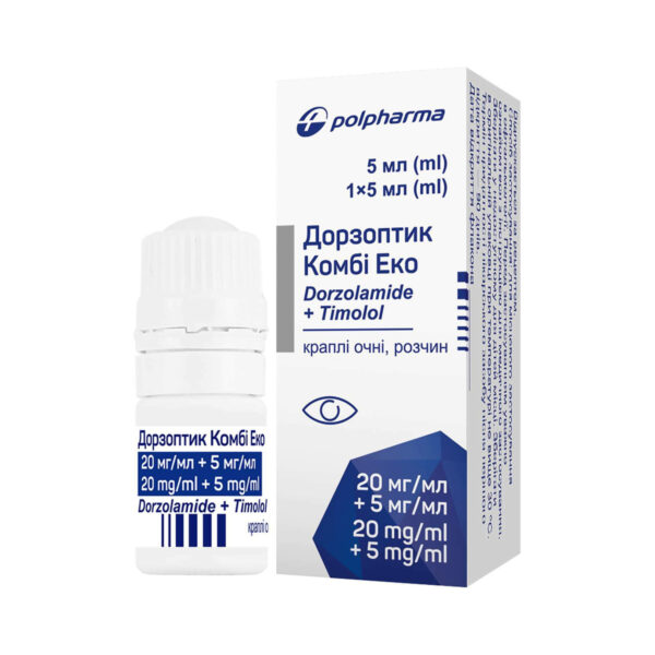 Дорзоптик комбі еко краплі оч., р-н 20 мг/5 мг/мл по 5 мл №1 у флак.-крап.