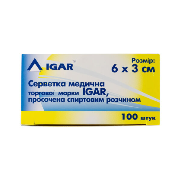 Серветка спиртова IGAR 30 мм х 60 мм, 100 штук