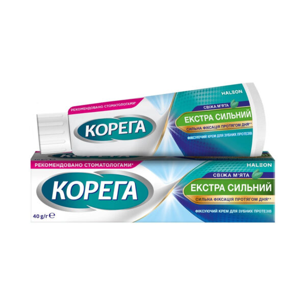 Крем Корега (Corega) для фіксації зубних протезів Екстра сильний Свіжий смак, 40 г