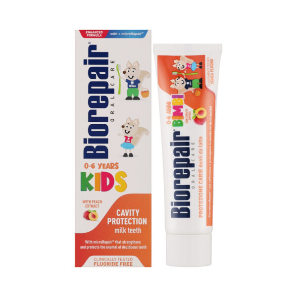Зубна паста Biorepair Kids Milk Teeth Веселе мишеня, зі смаком персика, 50 мл