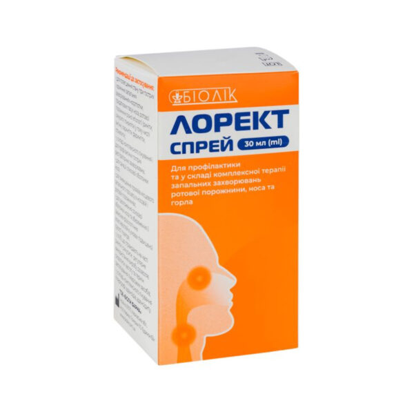 Лорект спрей д/рот. порож. та носу по 30 мл у флак.
