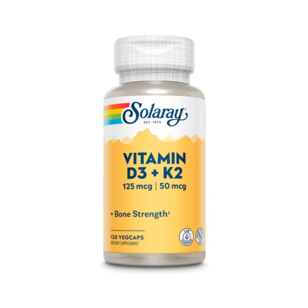 Вітамін Д3 та К2 Vitamin D-3 K-2 Solaray, 120 капсул