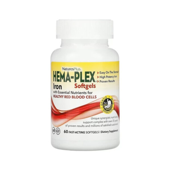 Вітамінно-мінеральний комплекс Nature's Plus Hema-Plex, 60 швидкодіючих вегетаріанських капсул