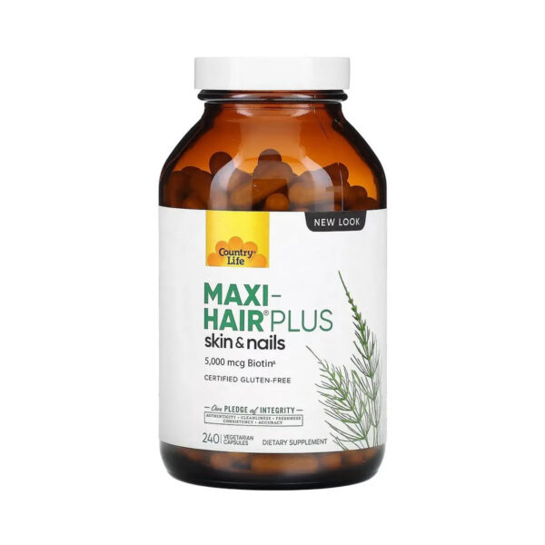 Вітаміни для волосся, шкіри та нігтів Country Life Maxi-Hair Plus skin & nails, 120 вегетаріанських капсул