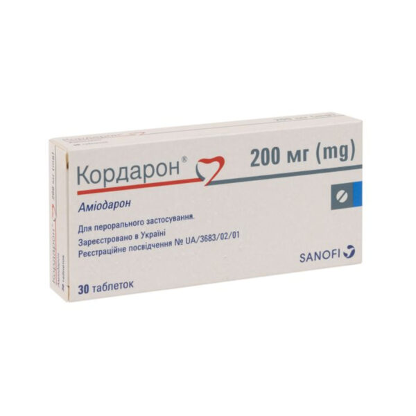 Кордарон таблетки по 200 мг №30 (15х2)
