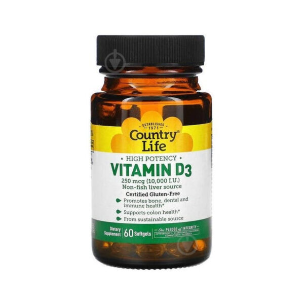 Вітамін Д3 Country Life Vitamin D3 2500 МО, 60 капсул