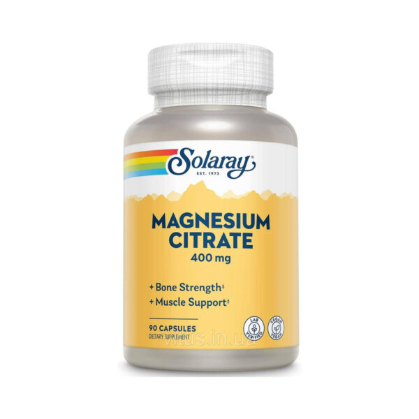 Магнію цитрат Solaray Magnesium Citrate 400, 90 веганських капсул