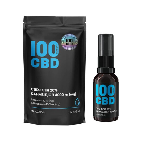 CBD isolate-олія 20%, 4000 мг, 120 доз, 20 мл, мандарин