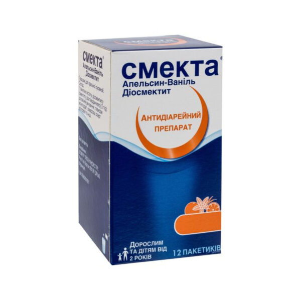 Смекта апельсин-ваніль порошок д/ор. сусп. по 3 г №12 у пак.