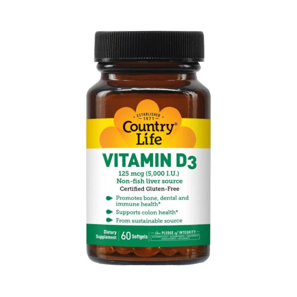 Вітамін Д3 Country Life Vitamin D3, 5000 МО, 60 капсул