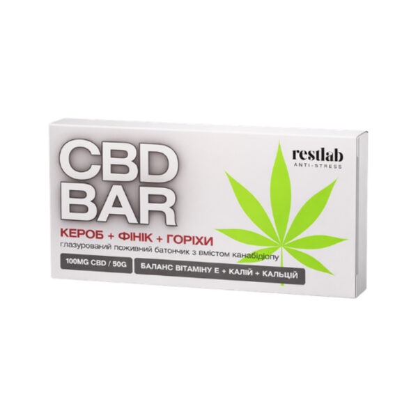 Батончик Restlab CBD Bar з канабідіолом кероб + фінік + горіхи, 50 г