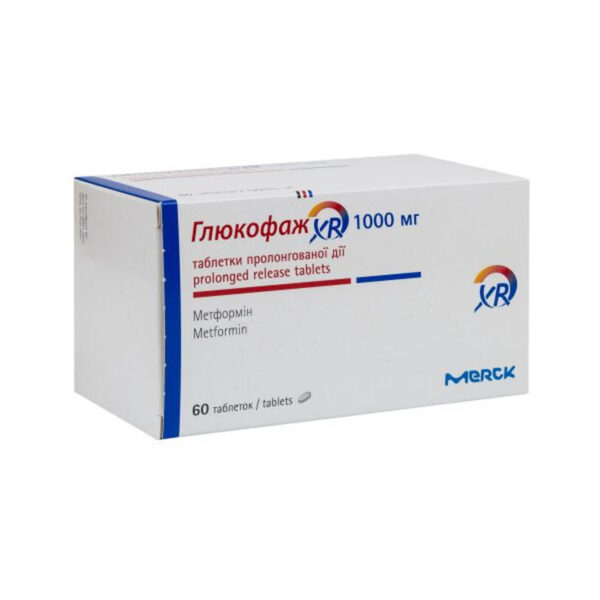 Глюкофаж XR таблетки прол./д. по 1000 мг №60 (10х6)