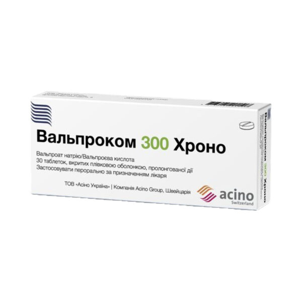 Вальпроком 300 хроно таблетки, в/плів. обол., прол./д. №30 (10х3)