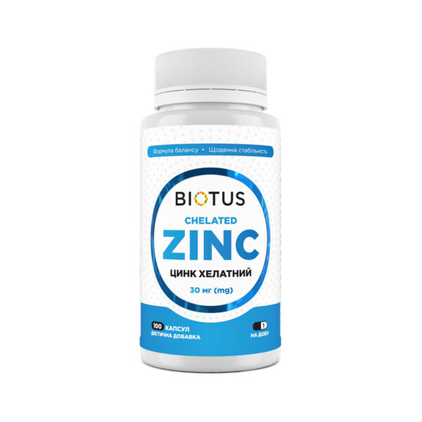 Хелатний цинк Biotus Chelated Zinc капсули по 30 мг №100
